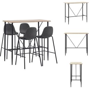 vidaXL Barset Eiken - Bartafel 120x60x110cm - Barstoelen 51x49x99cm - Donkergrijs - Polyester - 5 stuks - Set tafel en stoelen