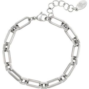 Yehwang - Zilveren Schakel Armband - Armbandje met Schakels Zilver - Sieraad - Stainless Steel - Cadeau - Accessoires