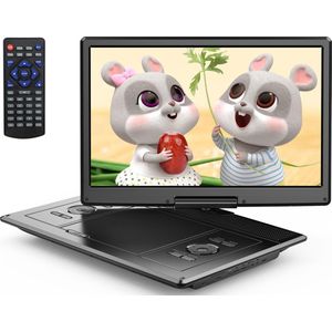 YOTON YD155M Draagbare DVD - 14"" Draaibaar HD-Scherm - 4-6 Uur Speeltijd - Voor SD-kaart/USB/Sync TV - Zwart