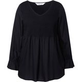 MIAMODA MIAMODA - Dames - Blouse A-lijn elastisch gerimpelde borst - Zwart - Maat 42