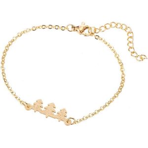 24/7 Jewelry Collection Naaldbomen Armband - Naaldboom - Kerstboom - Goudkleurig