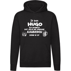 Ik ben Hugo, elk drankje dat jullie me vandaag aanbieden drink ik op | drank | feest | jarig | verjaardag | vrijgezellenfeest | cadeau | kado | Unisex | Trui | Hoodie | Sweater | Capuchon