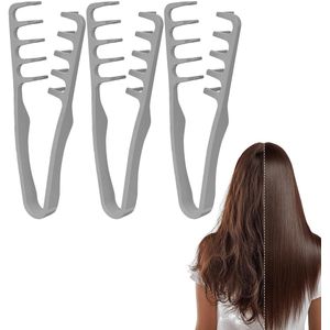 3 Stuks grijs kam voor pluizig haar, Textuurkam - Ontwarrende tool met brede tanden voor krullend haar, wortelverdikkingsmiddel en ponybedekkingsaccessoire, haarverzorgingsinstrument voor thuisstyling in de kapsalon, haartool, grove - Cyslmuk®