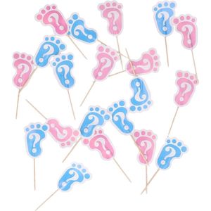 Zakje Geboorte cocktail prikkers | blauw roze | breedte 2.5 cm | 20 stuks