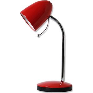LED Bureaulamp - Igia Wony - E27 Fitting - Flexibele Arm - Rond - Glans Rood