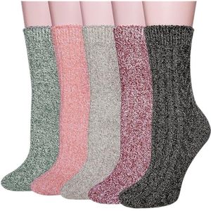 Huissokken - Wintersokken - 5 Paar - Thuissokken - Huissokken Dames en Heren - Verwarmde sokken - Fleece Sokken - Dikke Sokken - Slofsokken - Warme Sokken - Bedsokken - Gevoerde Sokken - Winter Sokken - Cadeautip - KerstVrouwelijke linnen, eenmaat