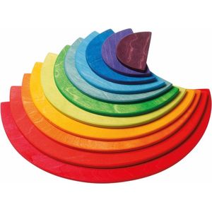 LiasToys - Houten regenboog schijven - Regenboog kleuren - 11 stuks - Open einde speelgoed - Educatief montessori speelgoed - Grimms style
