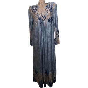 Dames Maxi Jurk met M327 Lange Mouwen M grijs/donkerblauw/khaki