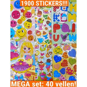 Stickers Voor Kinderen 40 Vellen Meisjes | Mega set oa Hartjes Smilies KMST016