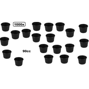 1000x Souffle sausbakje zwart - 90cc - Composteerbaar saus mayonaise ketchup papier mosterd bakje eten food