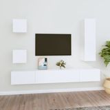 The Living Store Televisiemeubelset - Klassiek Design - Wit - 30.5 x 30 x 30 cm / 30.5 x 30 x 110 cm / 100 x 30 x 30 cm