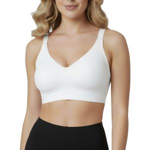Naadloze Push Up BH zonder Beugel - Maat S - Wit - Met Uitneembare BH Vulling - Verstelbare Bandjes - Extra Comfortabele Sport BH - Zwangerschap bh - Beugelloze BH - Met Push Up - Magic Bra