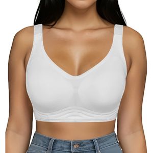 Naadloze Push Up BH zonder Beugel - Maat S - Wit - Met Uitneembare BH Vulling - Verstelbare Bandjes - Extra Comfortabele Sport BH - Zwangerschap bh - Beugelloze BH - Met Push Up - Magic Bra