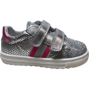 Naturino velcro's rubberen tip lederen sneakers Seam zilver fuxia mt 25