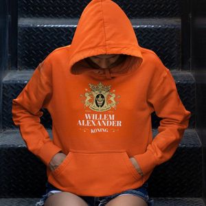 Oranje Koningsdag Hoodie Willem Alexander Koning XL - Uniseks Fit - Oranje Feestkleding