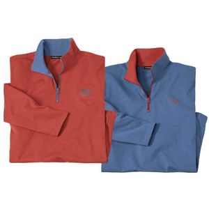 ATLAS FOR MEN - Set van 2 sweaters met rits - Heren - Verkrijgbaar in grote maten - L