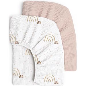Zachte en Comfortabele Muslin Hoeslaken voor Babybedje - 100% Katoen