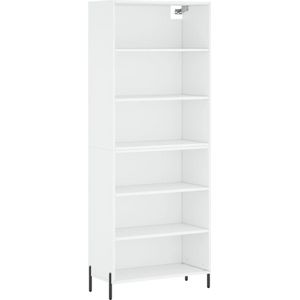 vidaXL - Hoge - kast - 69,5x32,5x180 - cm - bewerkt - hout - wit