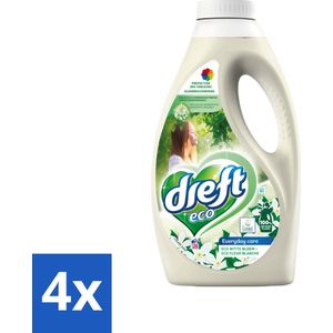 4 x Dreft ECO - Vloeibaar Wasmiddel - Gekleurde Was - Witte Bloem - Parfumvrij - 26 Wasbeurten - Wasmiddel - Ecologisch - Biologisch - Parfumvrij - Duurzaam