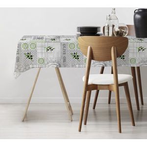 Tafellaken - Tafelzeil - Tafelkleed - Hoogwaardig - Zomers - Afgewerkt met biaislint - Olijven - Rechthoekig - 140cm x 240cm