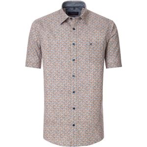 Casa Moda overhemd oranje geprint Casual Fit