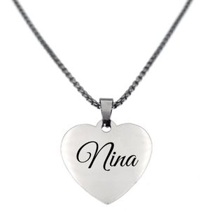 Ketting - Hart - Met Naam - Nina - Zilver