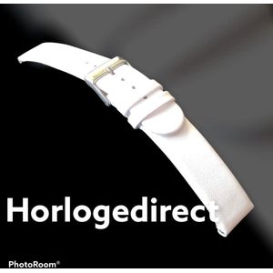 Horlogeband-horlogebandje-10mm-echt leer-wit-recht-zacht-plat-leer-10 mm