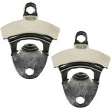 Benson - Flessenopener Muur - Zilver - 2x - RVS - 8,5 x 5,5 cm