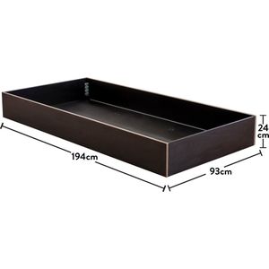 Emob - Uittrekbed | 100% Melaminecoating van 18 mm dik | 93 x 24 x 194 cm | Baby - 90x190 - Zwart