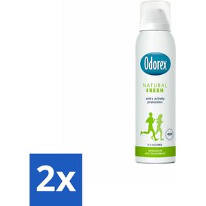 2 x Odorex Deodorant Spray Natural Fresh 150 ml - Natuurlijke Deodorant - Deodorant Spray - Antitranspirant - Deodorant Voor Gevoelige Huid - Alcoholvrije Deodorant