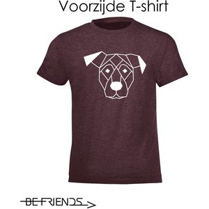 Be Friends T-Shirt - Hond - Kinderen - Bordeaux - Maat 1-2 jaar