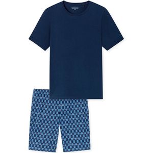 Schiesser - Herenpyjama - Puur Katoen - Los Model - Geribde Ronde Hals