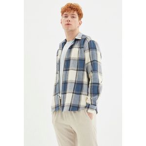Trendyol Marineblauw Regular Fit Winterhouthakkers Geruit Overhemd Tmnaw21Go0730