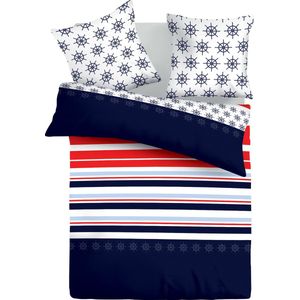 Vitality Pur â€“ Dekbedovertrek â€“ 100% Katoen â€“ Eenpersoons â€“ 135x200/220+1kussensloop 80x80 â€“ Navy