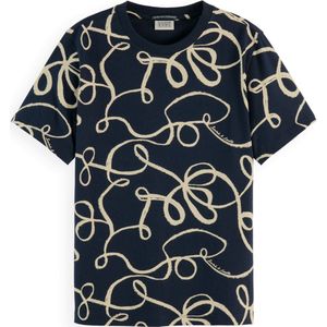 Scotch & Soda T-shirt met normale pasvorm, Lint Navy Aop V460, XS