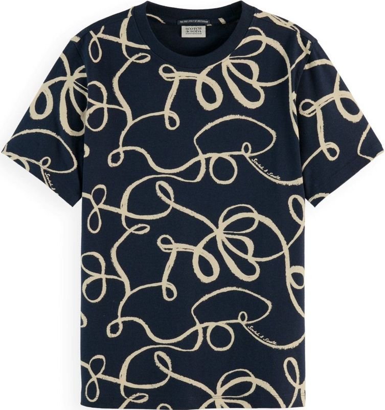 Scotch & Soda T-shirt met normale pasvorm, Lint Navy Aop V460, XS