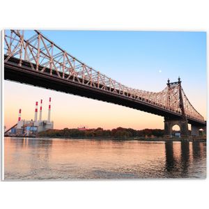 PVC Schuimplaat - Roosevelt Island Hefbrug in New York City op Zonnige Dag - 40x30 cm Foto op PVC Schuimplaat (Met Ophangsysteem)