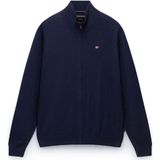 Napapijri - Blauwe Geborduurde Ritsvest - Heren - Cardigan