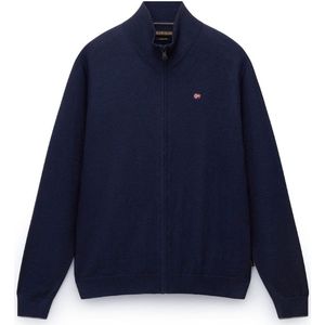 Napapijri - Blauwe Geborduurde Ritsvest - Heren - Cardigan