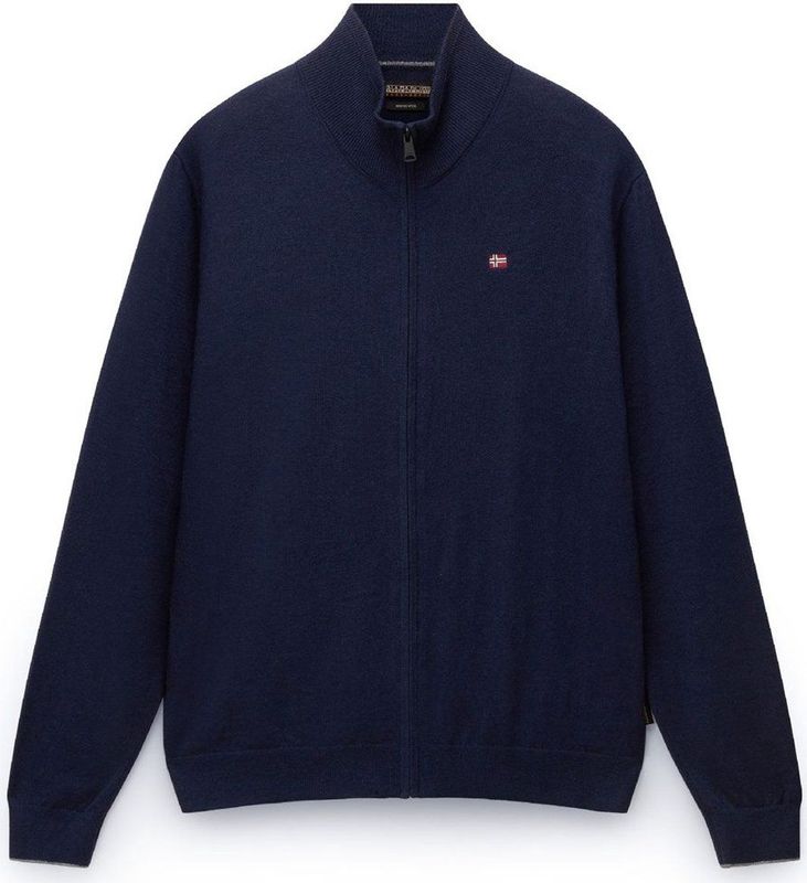 Napapijri - Blauwe Geborduurde Ritsvest - Heren - Cardigan