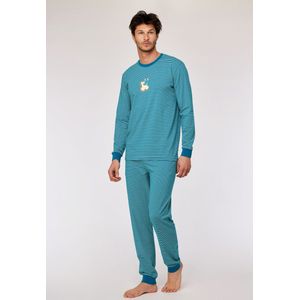 Woody pyjama jongens/heren - groen gestreept - duif - 252-10-PLC-Z/928 - maat XL