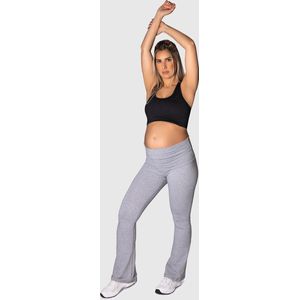 Lussey Zwangerschapsbroek - Flared Pants - Lichtgrijs - Maat S - High & Low Waist - Ook Geschikt Voor Postpartum