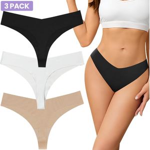 Naadloze string voor Dames - Onzichtbaar - Low Waist - Zwart, Wit, Beige - Maat S - Set van 3 - Ultrazacht - Naadloos ondergoed dames - Seamless ondergoed dames - Invisible string - Onderbroek naadloos