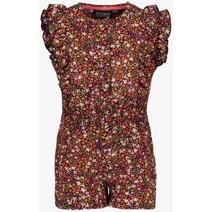 TwoDay meisjes playsuit met scrunchie bloemenprint - Zwart - Maat 92