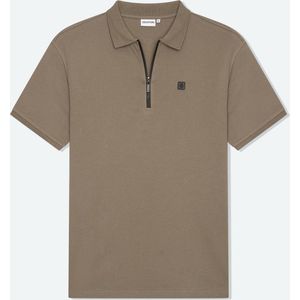 Solution Clothing Olroy - Casual Polo - Met Rits - Korte Mouwen - Volwassenen - Heren - Mannen - Taupe - Beige - S