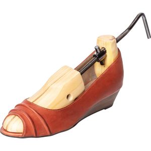 Schoenspanner voor dames-, heren- en kinderschoenen, schoenspanner voor maten 32 - 43, schoenspanner, van grenenhout incl. draaimechanisme, rekt schoenen in lengte en breedte I 1 stuk, bruin