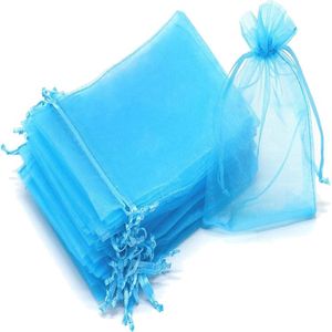 Fako Bijoux® - Organza Zakjes - 9x12cm - Feestzakjes - Snoepzakjes - Cadeauzakjes - Sieradenzakjes - Turquoise - 20 Stuks