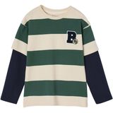 T-shirt - Groen - Gestreept - Dubbele Moueffect