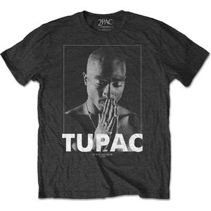 Tupac - Praying Heren T-shirt - S - Grijs