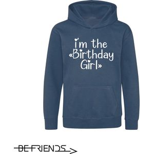 Be Friends Hoodie - Birthday girl - Kinderen - Blauw - Maat 5-6 jaar